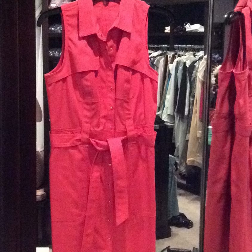Elie Tahari Coral Belted Dress Sleeveless Size 6